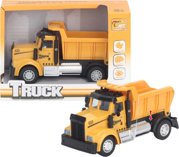 Gyermek billenős teherautó 14 cm, elemes, fénnyel és hanggal – 1 db