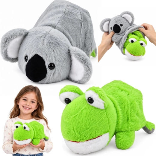 Kétoldalas plüss koala- és békajáték 2 az 1-ben, 25 cm