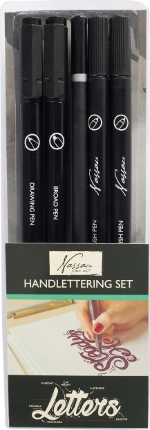 Különböző vastagságú rajz- és kalligráfiafilcek készlete, 5 db