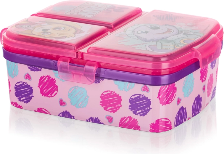 PATROLA GIRL gyerek uzsonnás doboz, osztott, rózsaszín, 17,5 × 13 cm