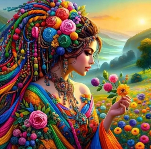 Gyémántfestés – lány színözönben 30 × 40 cm