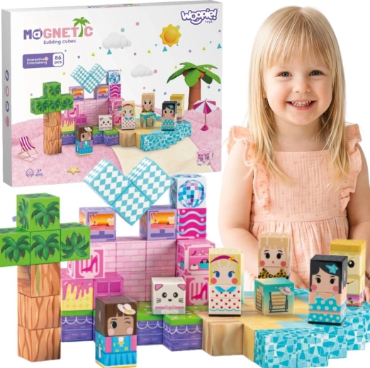 Woopie mágneses kockák – 3D oktató építőjáték 86 db (Montessori) 3 éves kortól
