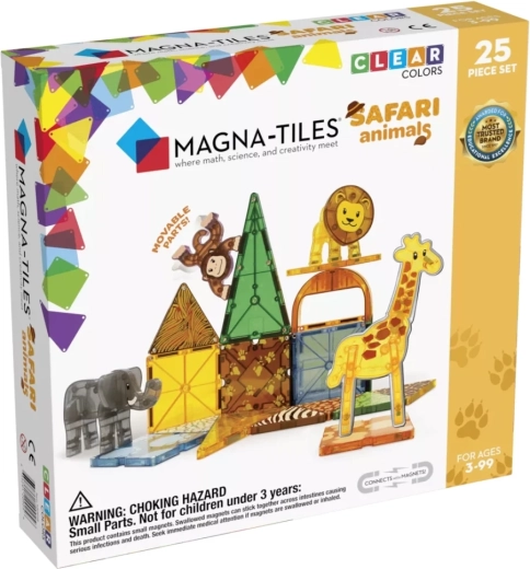 Magna-Tiles szafari állatok mágneses építőjáték, 25 darabos