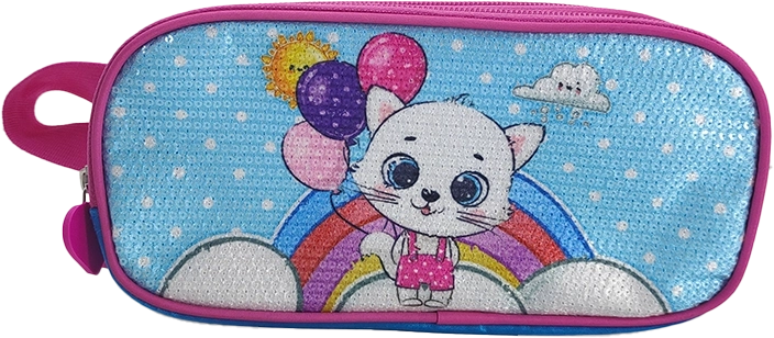 Macskás tolltartó lufikkal 23 cm