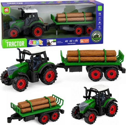 Gyermek farm traktor fahordó utánfutóval, lendkerekes meghajtással, 35 cm