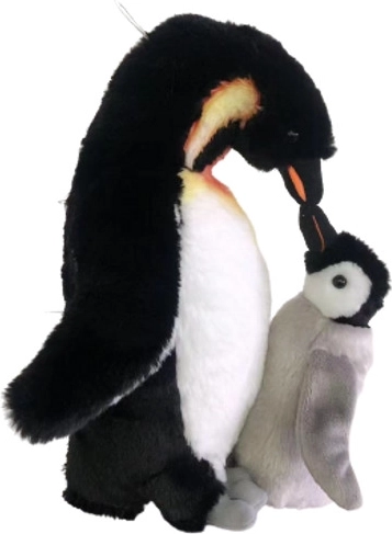 Plüss pingvin kicsinyével 28 cm