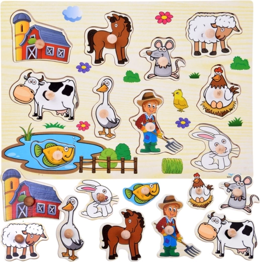 Fa berakós puzzle farm témával fogantyúkkal (10 darab)