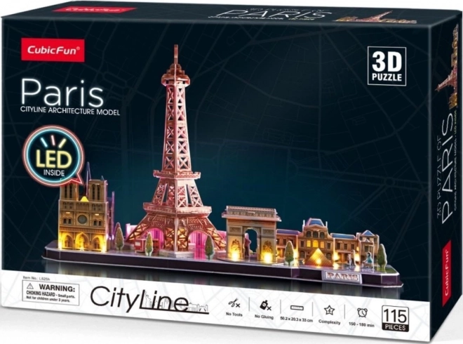 Világító 3D puzzle CityLine panoráma Párizs, 115 darab