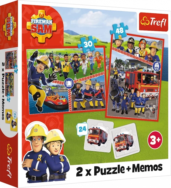 Puzzle 2v1 Tűzoltó Sam memóriás játékkal