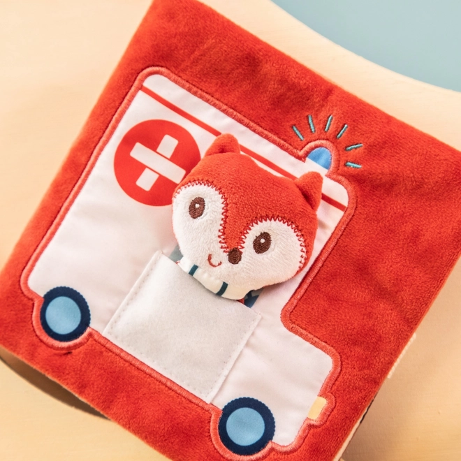 Lilliputiens - textil könyvecske Alice doktornő rókával