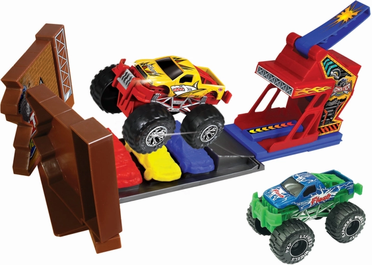 Autók Monster Truck Kaszkadőr pálya 2 fém autóval