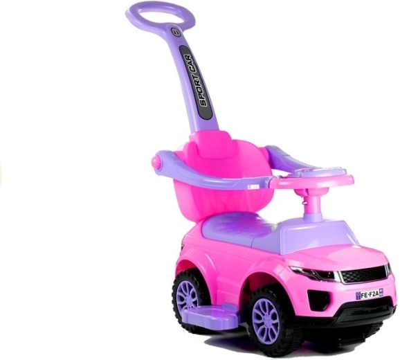 Sport car rózsaszín gyermek lábbal hajtós járgány tolókarral