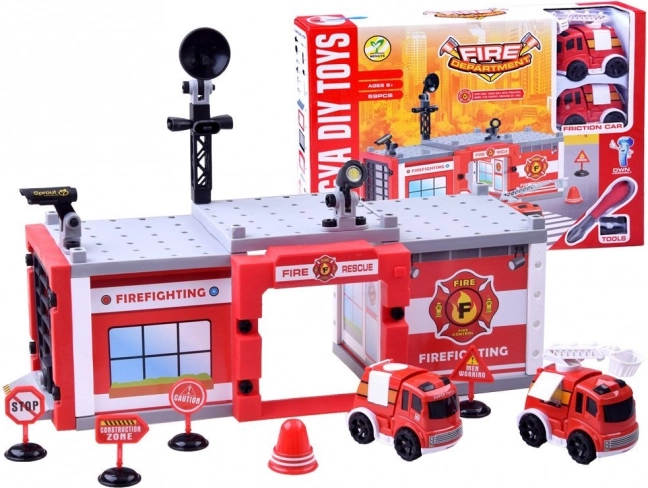 Tűzoltóállomás építőkészlet, 59 darabos