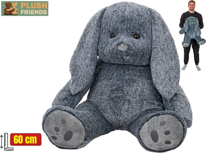 Ülő plüss nyuszi 60 cm szürke Plush Friends