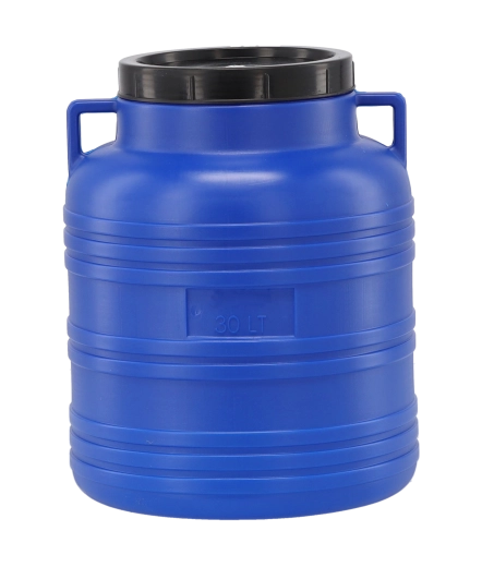 30 l-es műanyag hordó fedéllel és fogantyúkkal erjesztéshez és élelmiszerek tárolásához