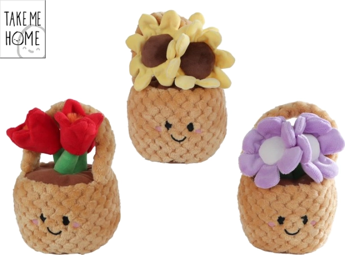 Plüss kosár virágokkal 18 cm