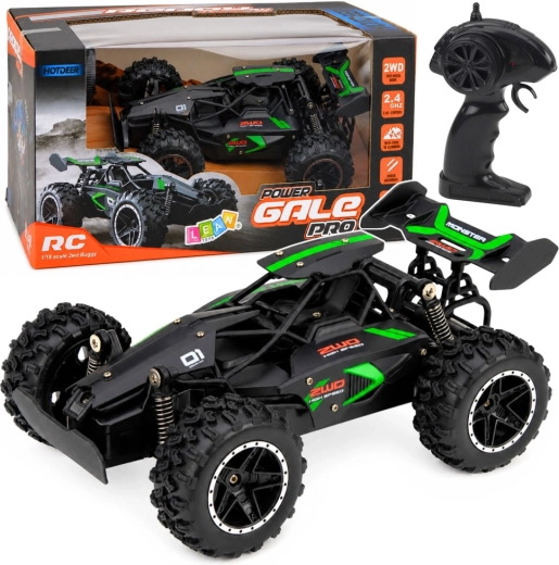 Terepjáró RC autó 1:18, 2,4 GHz, fekete-zöld, akár 15 km/h