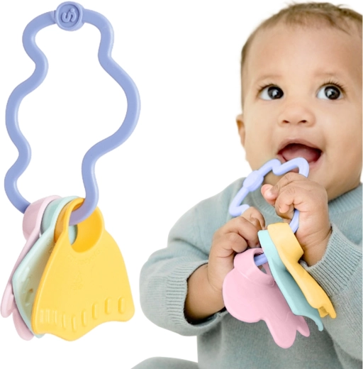 Simple. szenzoros csörgő és rágóka – kék