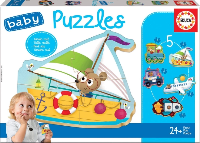 Baba puzzle Állatkákat szállító járművek 5 az 1-ben