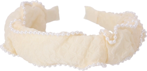 Széles gyöngyös hajpánt – fehér