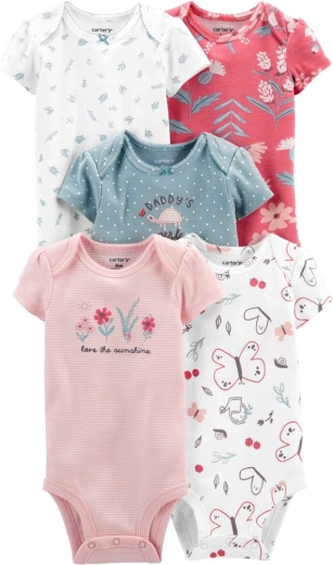 Carter’s lány pamut rövid ujjú body szett pink/blue, 5 db