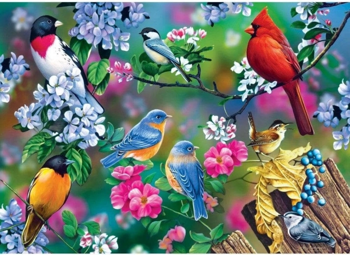 Masterpieces puzzle Audubon énekesmadár-kollázs 1000 darabos