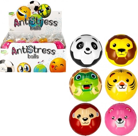 Antistressz labda állatkákkal, 6 cm, puha hab