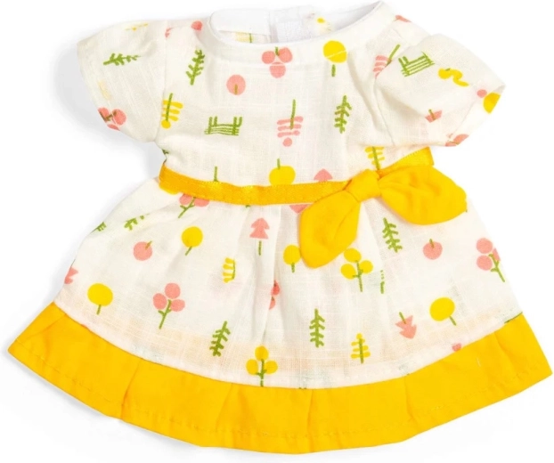 Bigjigs Toys mintás ruha sárga szegéllyel 28 cm-es babához