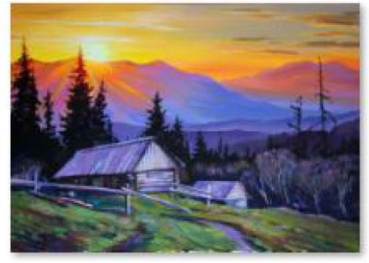 Gyémántfestés – hegyek naplementében 40 × 30 cm