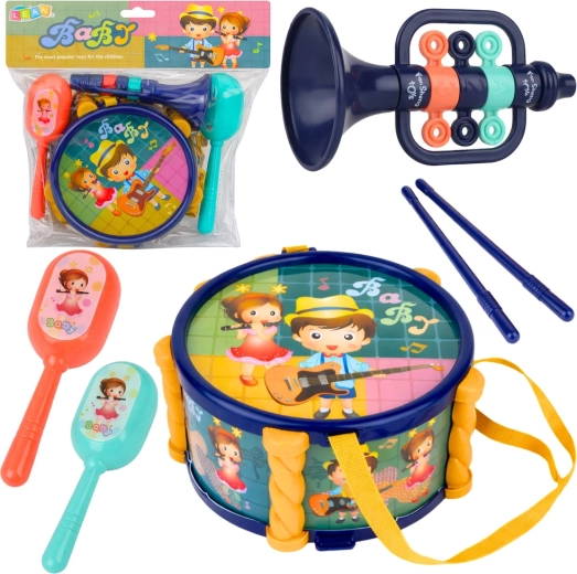 Gyerek hangszerkészlet – dob, trombita és csörgők