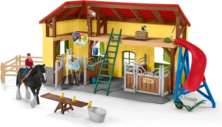 Schleich Farm World lóistálló kiegészítőkkel