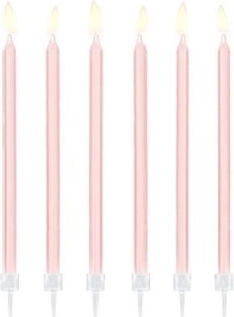 Sima világos rózsaszín születésnapi gyertyák 14 cm (12 db)