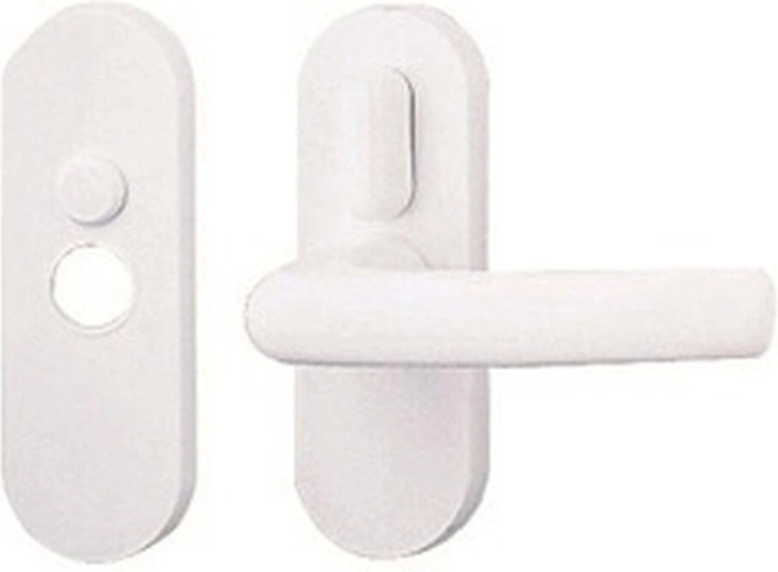 Klasszikus beltéri ajtókilincs karral, fehér, műanyag