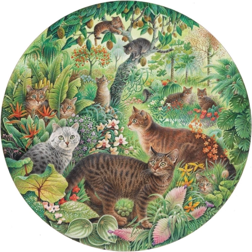Grafika kerek puzzle – tigrismacskák a dzsungelben