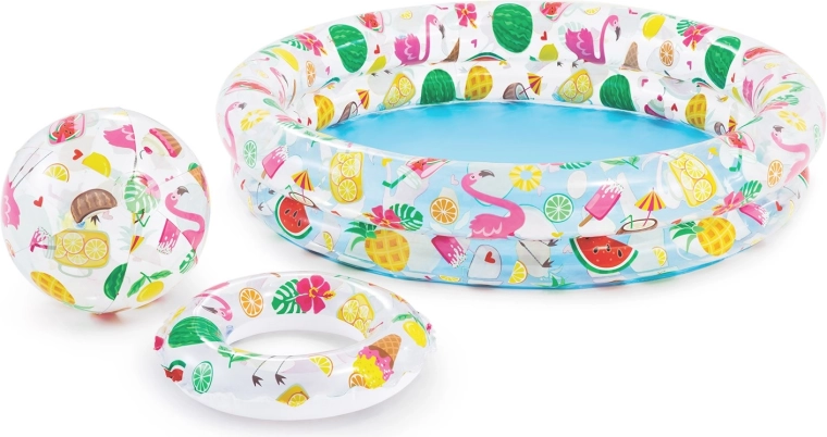 Felfújható medence úszógumival és labdával 122 × 25 cm Intex