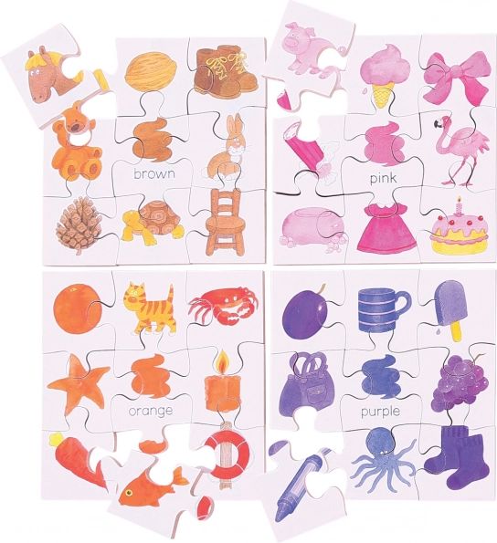 Bigjigs Toys fa didaktikai puzzle Színek 4 az 1-ben