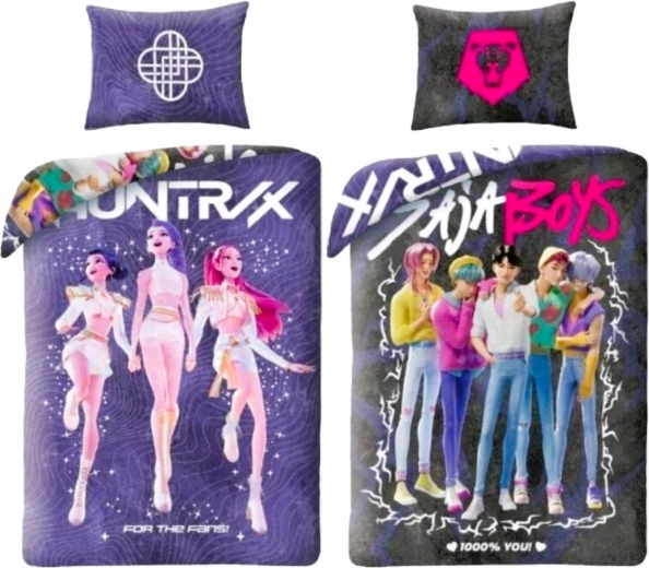 Kétoldalas K-pop Demon Hunters Huntrix és Saja Boys ágyneműhuzat 140 × 200 cm
