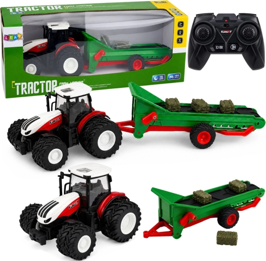 RC mezőgazdasági traktor szállítószalaggal és bálaszállító pótkocsival 1:24