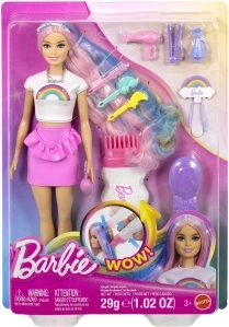 Barbie baba szivárványszínű hajjal és csillogó stylinggal