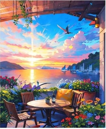 Számfestő készlet – ház terasszal 40 × 50 cm