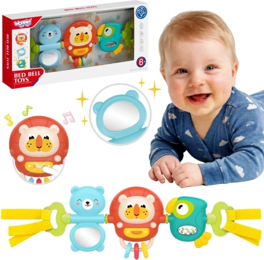 Woopie Baby szenzoros függeszthető panel babakocsira és kiságyra csörgővel és tükörrel 6 hó+
