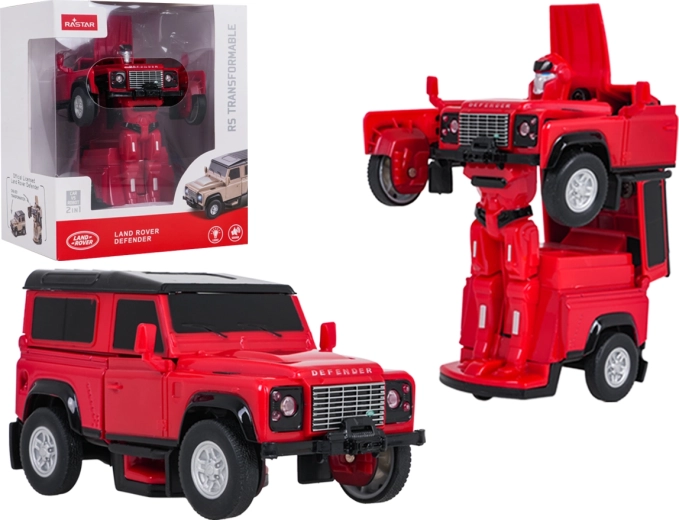 Átalakítható Land Rover Defender autó és robot RASTAR 1:32, piros