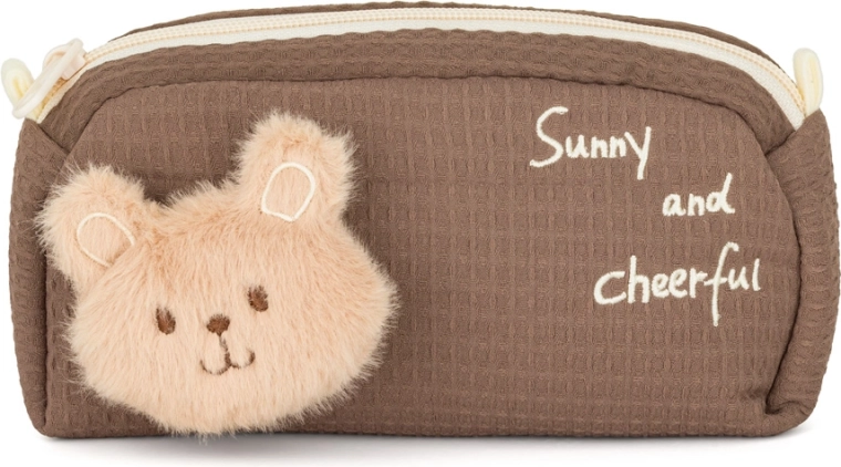 Barna plüss mackós gyerek tolltartó/etue