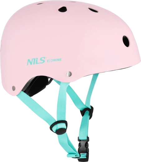 Rózsaszín NILS Extreme sisak görkorcsolyához, kerékpárhoz és rollerhez – M (55–58 cm)