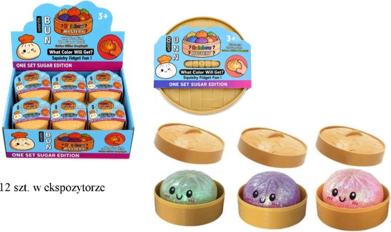 Csillámos squishy nyomkodható stresszlabda – gombóc (dumpling)