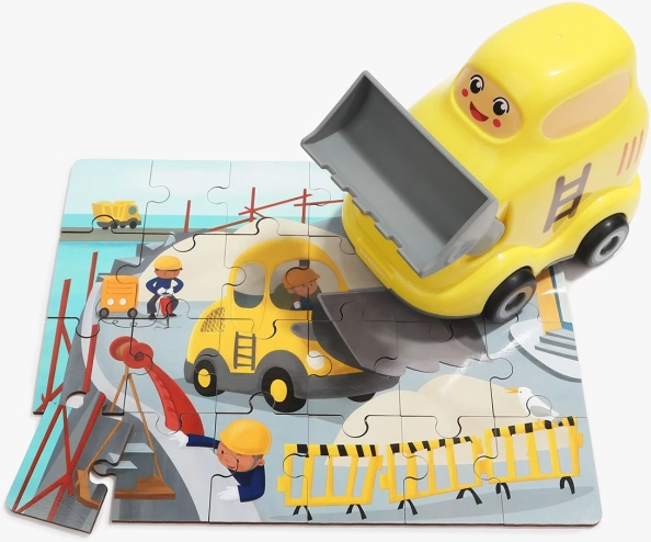TOP BRIGHT fa puzzle játékkal – buldózer, 24 darabos