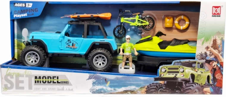 Kemping szett terepjáróval, utánfutóval és jetskivel