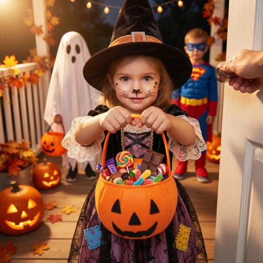 Narancssárga halloweeni filckosár tök motívummal