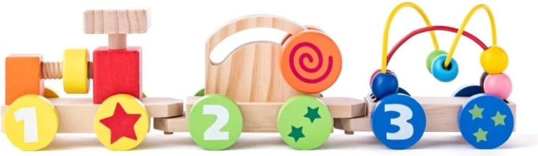 Összeépíthető fa vonat csavarral WOODY