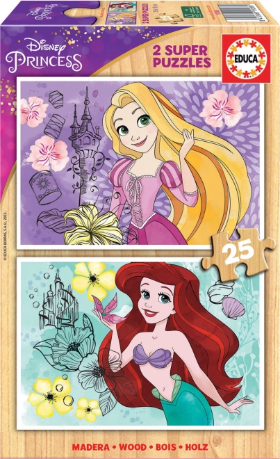 EDUCA fa puzzle Disney hercegnők Aranyhaj és ARIEL 2×25 darab